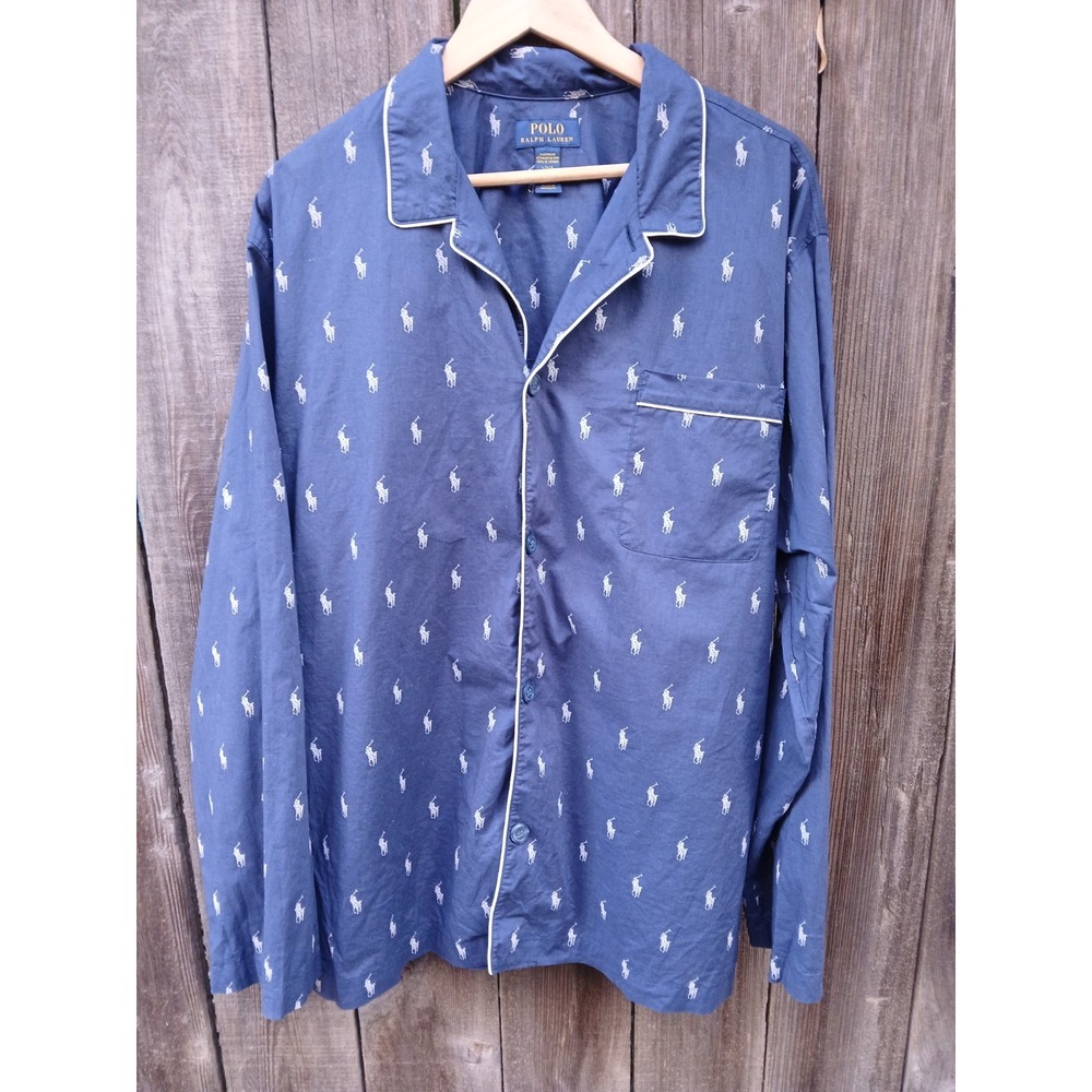 Polo Ralph Lauren Sleepwear Button Up Pony‎ All Over/Sz Large/Men's